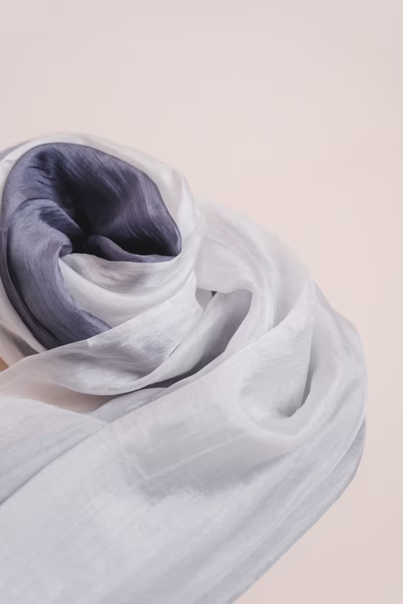 100% Mulberry Silk Scarf – Hand Dyed, Lightweight, Silver Grey Ombre