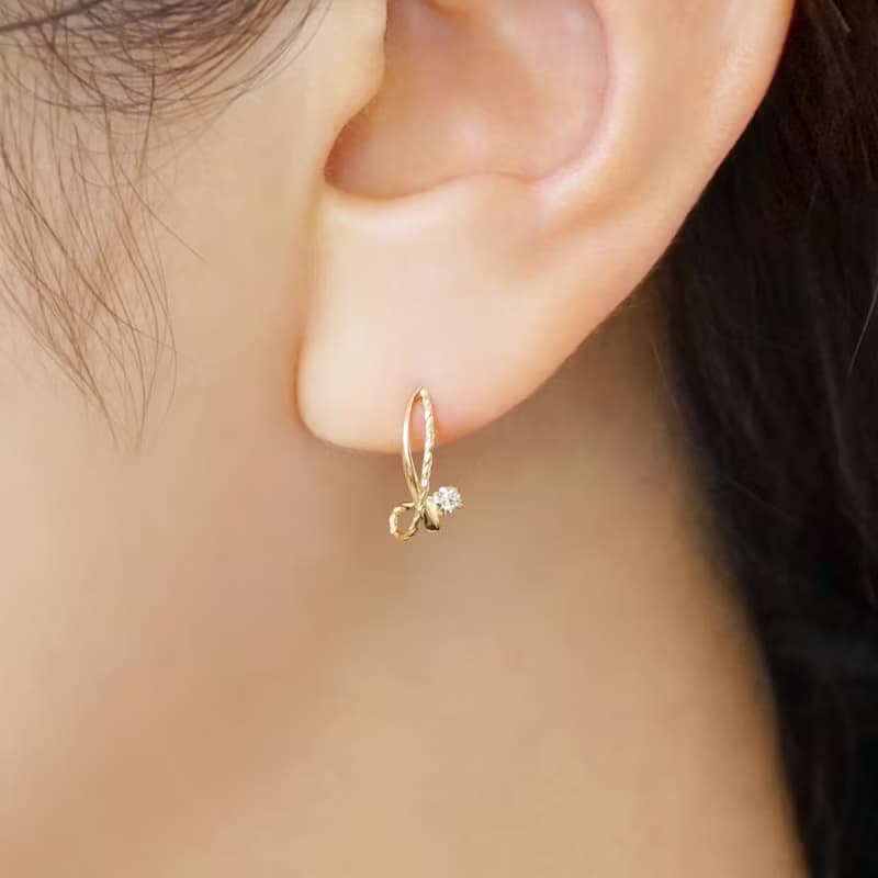 【Palette】 18K/10K 交叉底座耳環 (黃金)