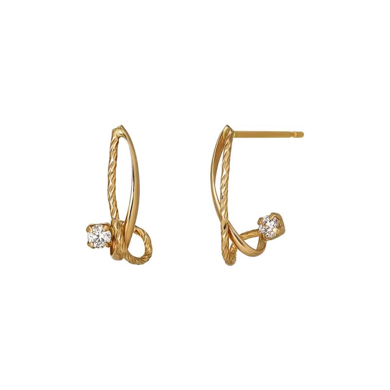 【Palette】 18K/10K 交叉底座耳環 (黃金)