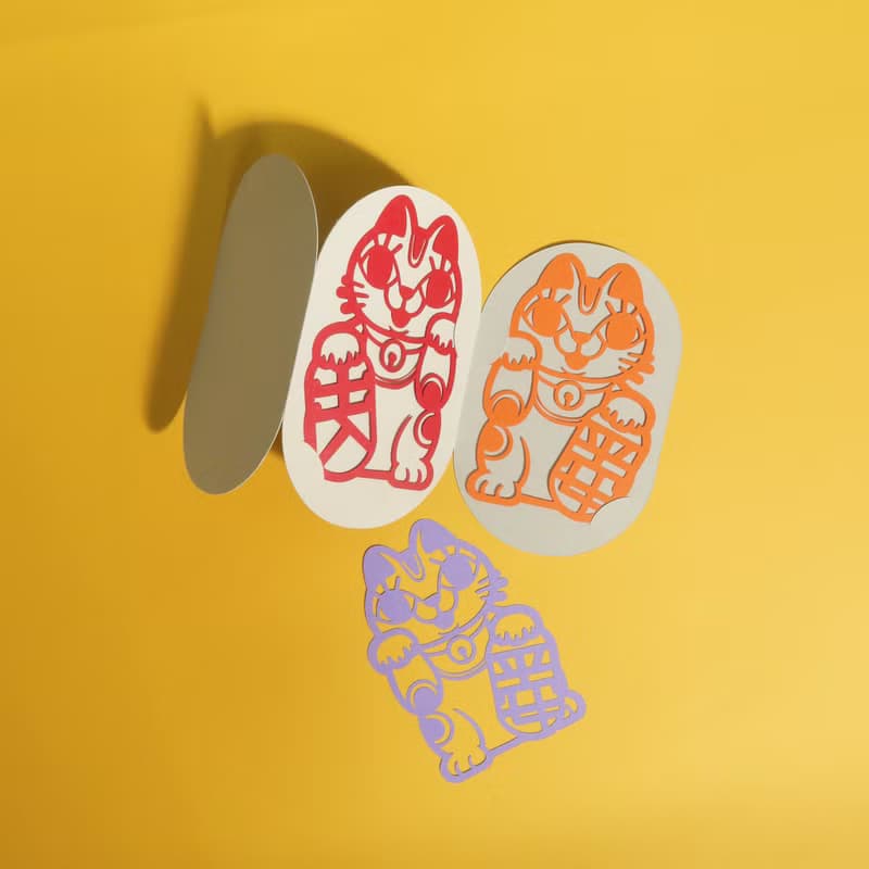 2025 出入平安招財貓 春聯 紙雕 2入