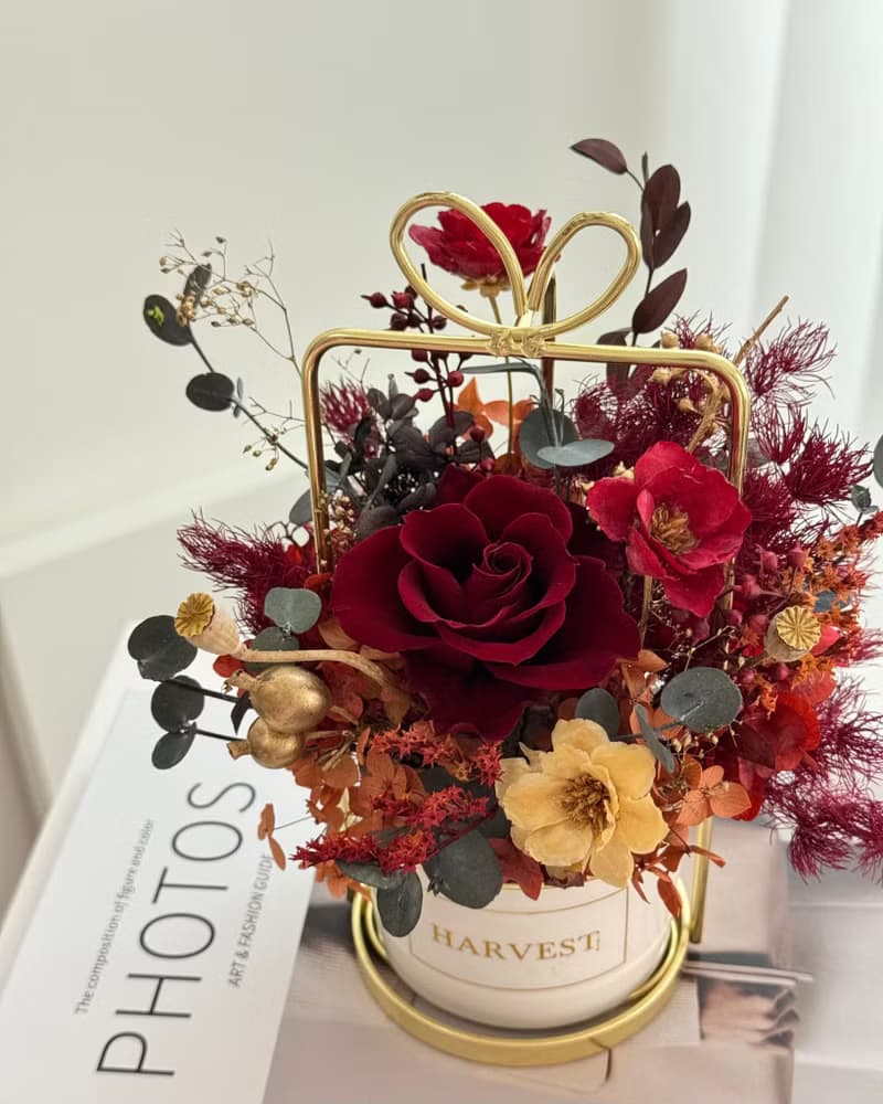 永生花盆花 酒紅色系-開幕盆花/喬遷禮/新婚禮物/入厝禮/升遷禮