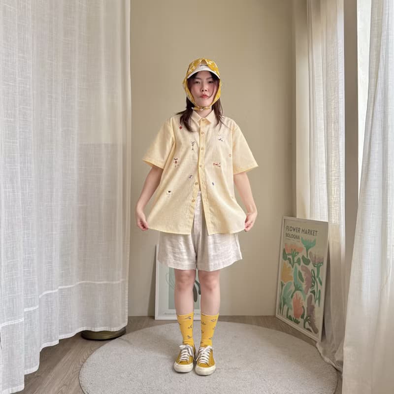 刺繡襯衫 (Embroidery Shirt) 黃色條紋 (Yellow Stripe)