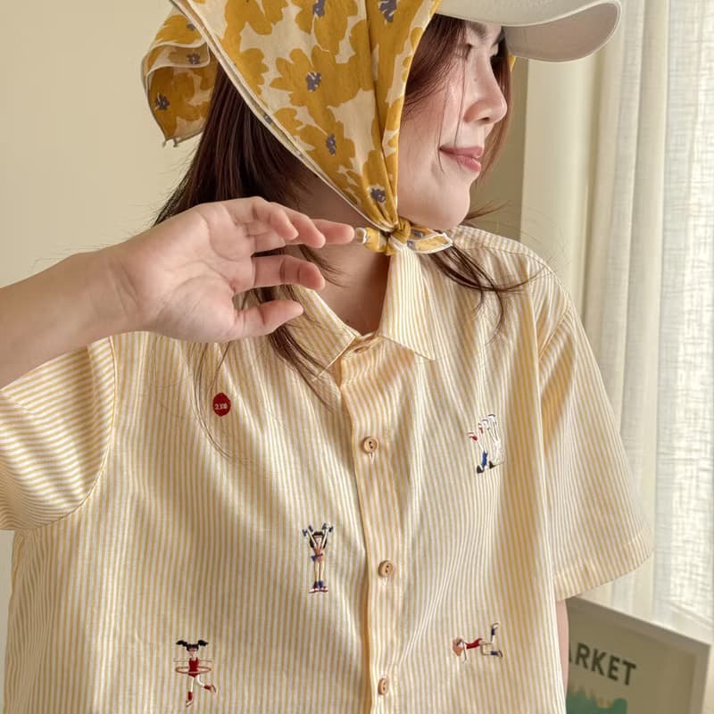 刺繡襯衫 (Embroidery Shirt) 黃色條紋 (Yellow Stripe)