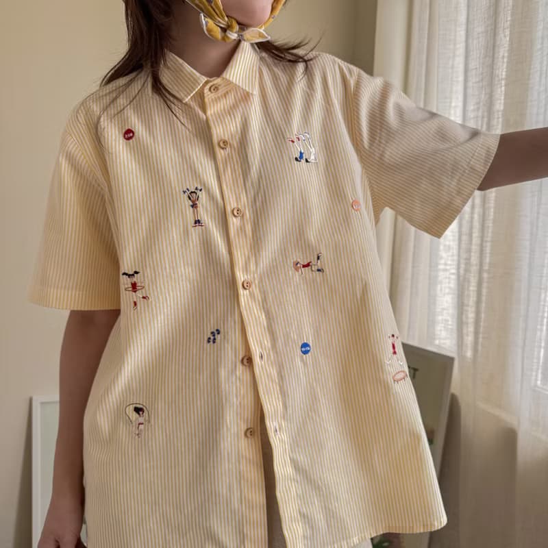 刺繡襯衫 (Embroidery Shirt) 黃色條紋 (Yellow Stripe)