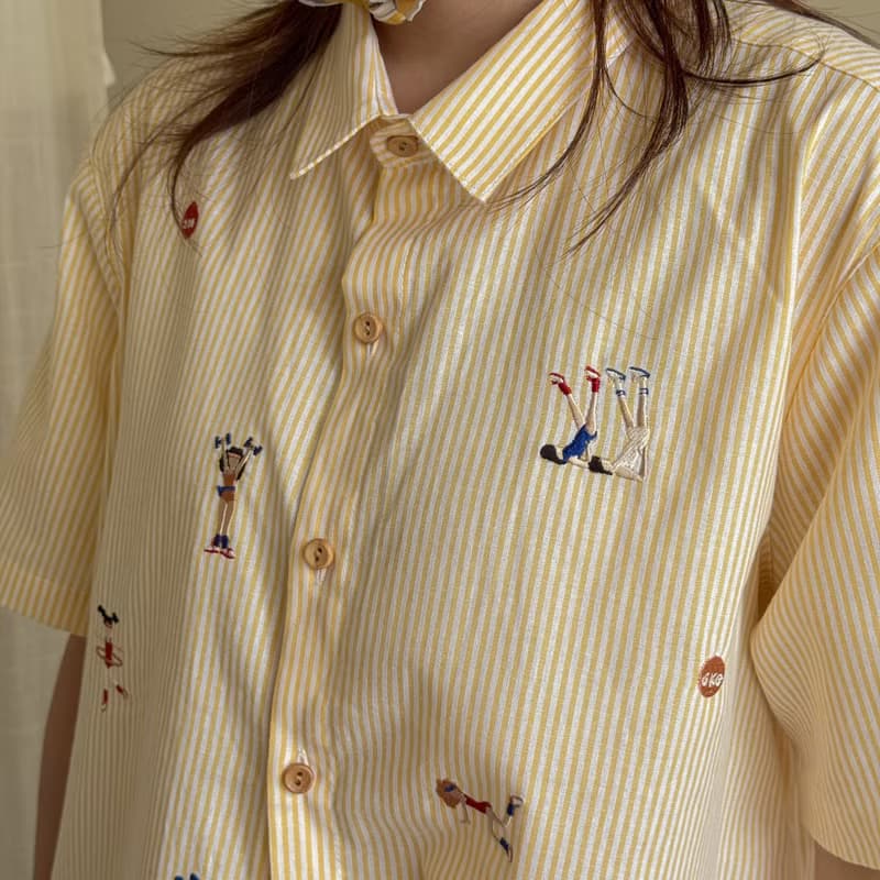 刺繡襯衫 (Embroidery Shirt) 黃色條紋 (Yellow Stripe)