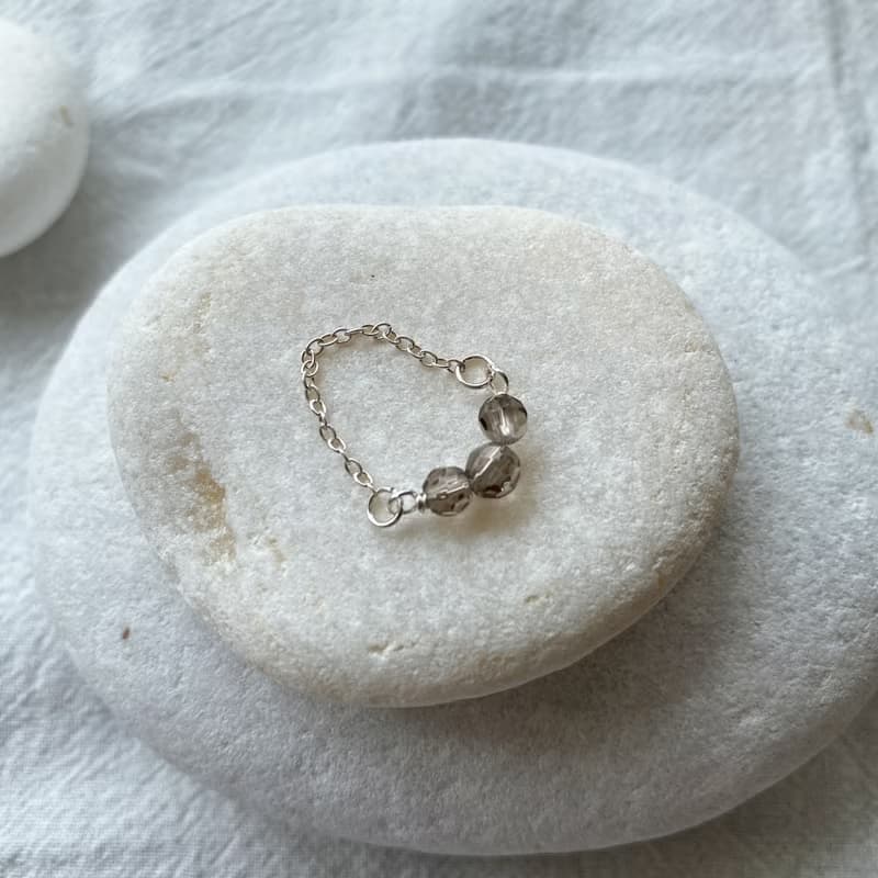 茶晶 純銀戒指/天然石