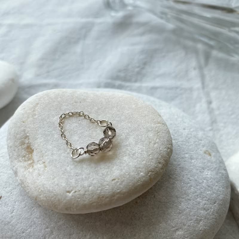 茶晶 純銀戒指/天然石