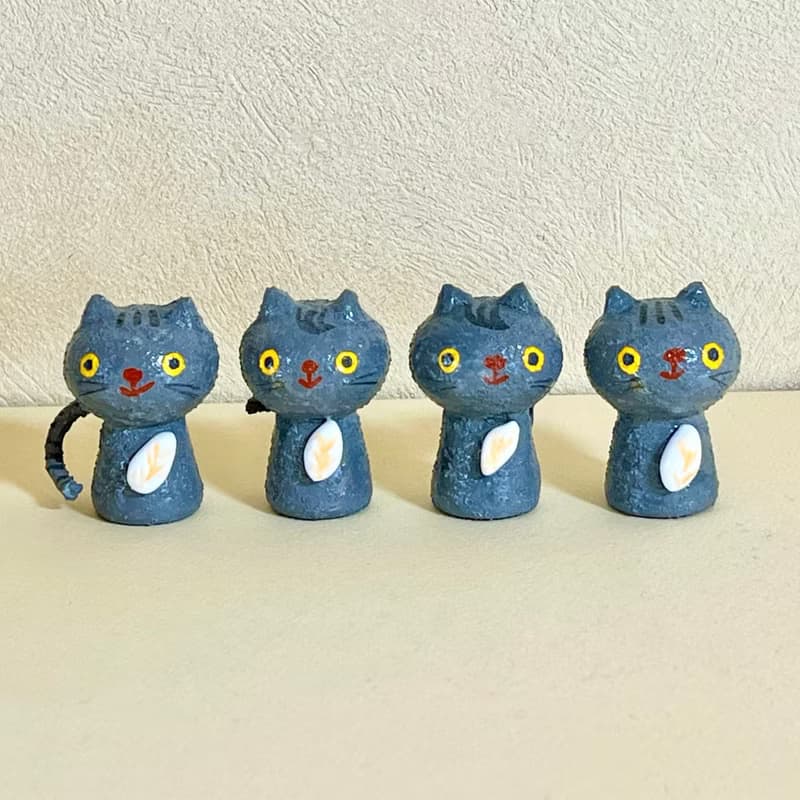 創作ミニこけし グレーねこちゃん