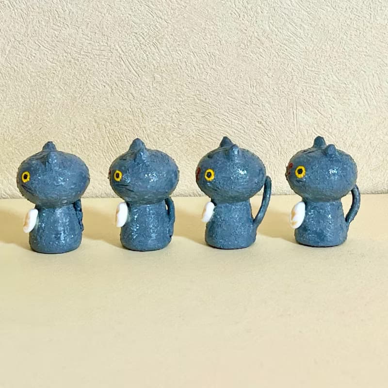 創作ミニこけし グレーねこちゃん