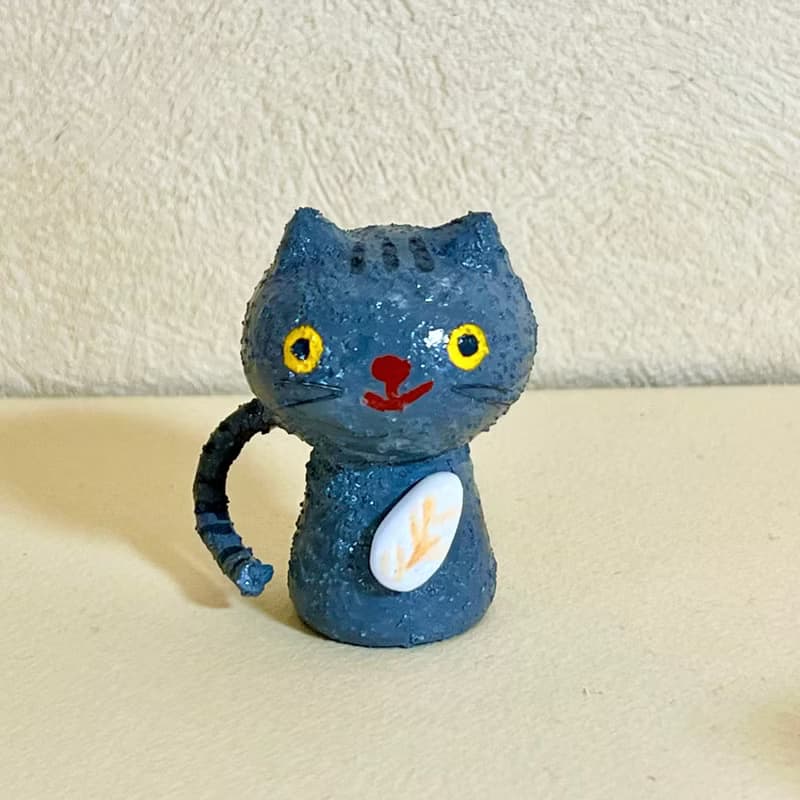 創作ミニこけし グレーねこちゃん