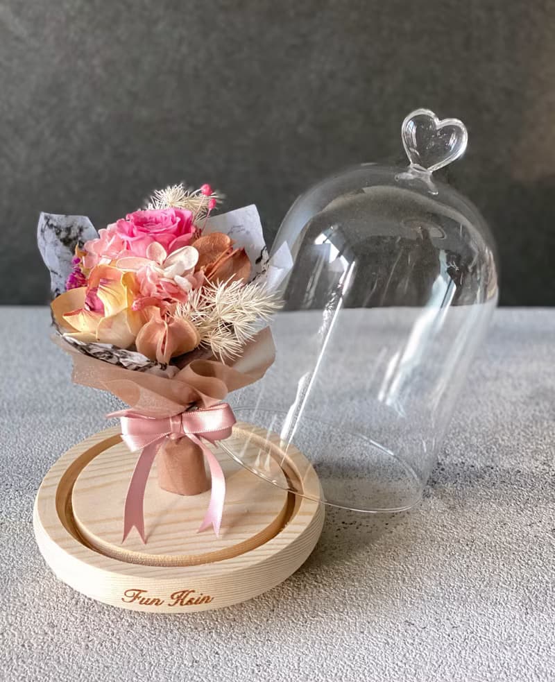 夢幻大玻璃鐘罩 不凋花 花束 夜燈 聖誕禮物 情人節禮物 生日禮物