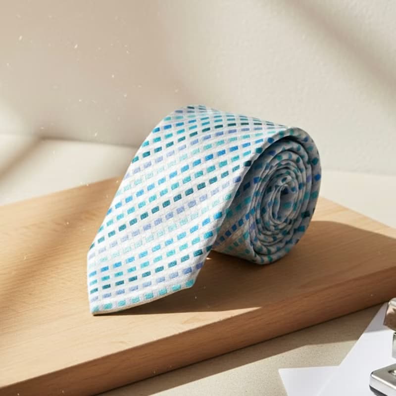 漸層藍綠格領帶