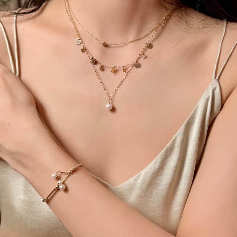 手鍊 天然淡水珍珠14KGF造型手鍊 獨立原創 簡約風格