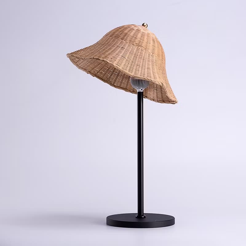 ins臥室床頭燈溫馨小臺燈北歐浪漫創意竹藝燈中式民宿客廳臥室燈