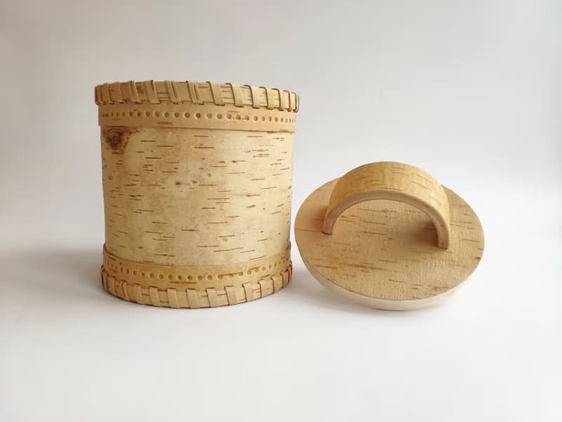 Birch bark box, birch bark canister, tea box