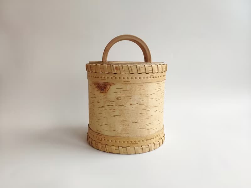 Birch bark box, birch bark canister, tea box