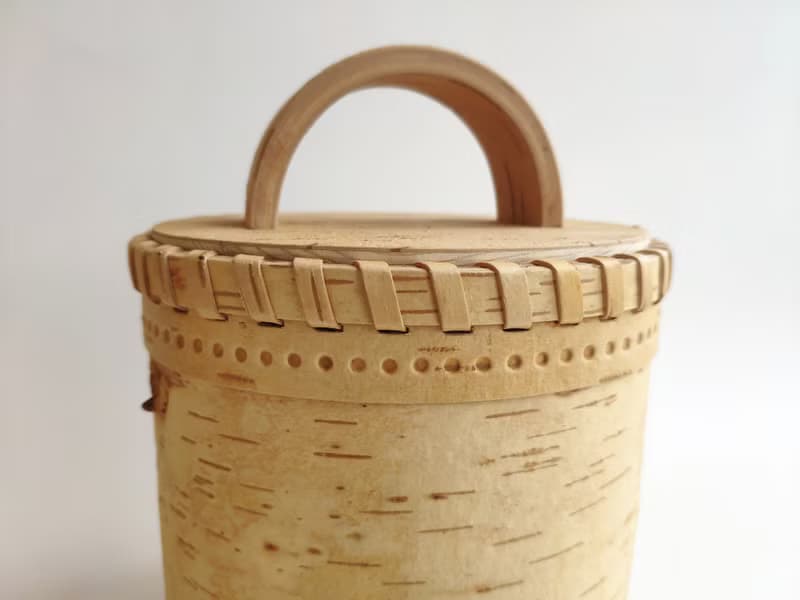 Birch bark box, birch bark canister, tea box
