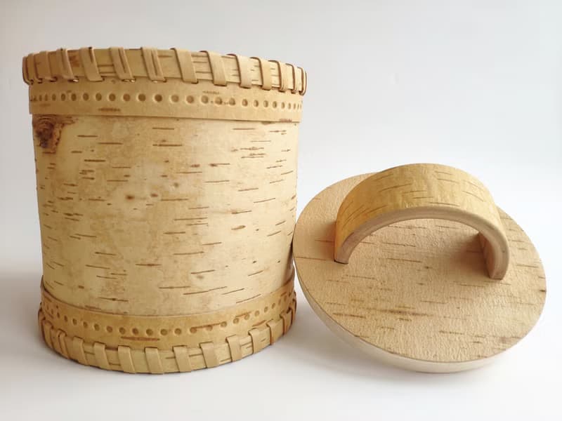Birch bark box, birch bark canister, tea box