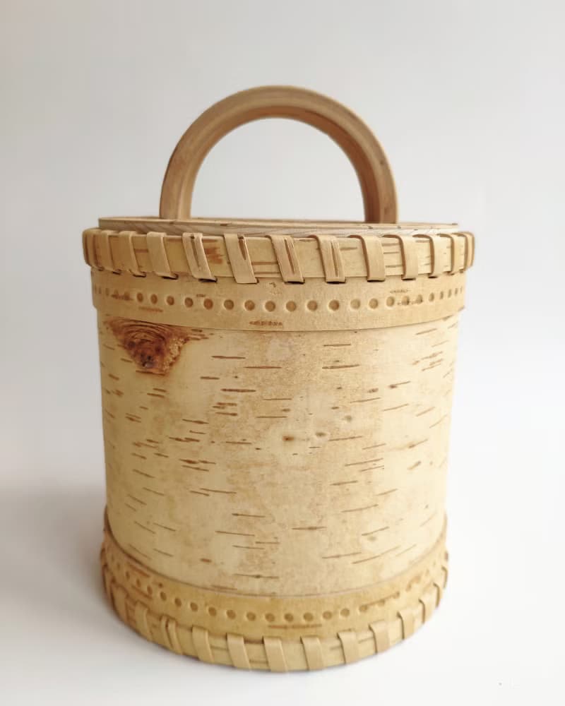 Birch bark box, birch bark canister, tea box