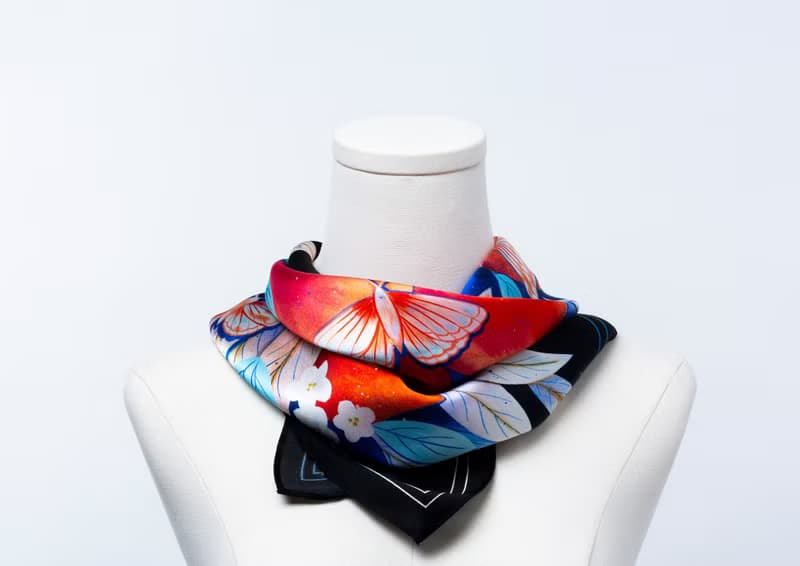 Sparkling Peach Silk Scarf. Pure Silk. Collaboration with Maggie Chiang