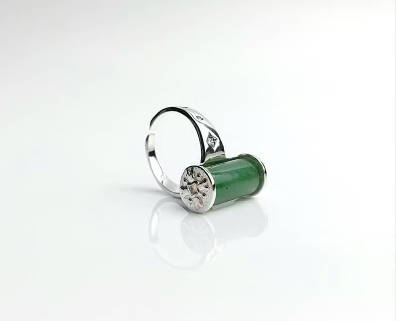JadeStyle臺灣玉純銀戒【流轉無界|時來運轉】原創設計可調可轉式
