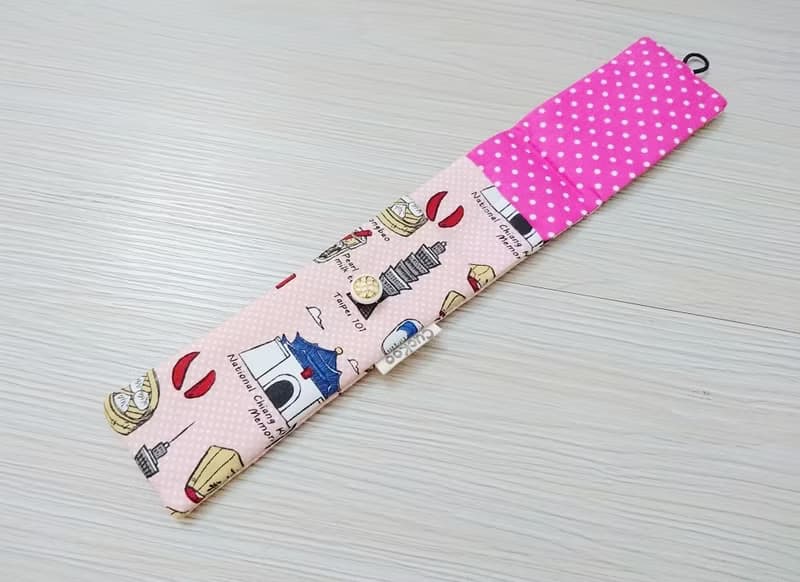 環保餐具收納袋 餐具套 台灣特色與小吃 粉色款