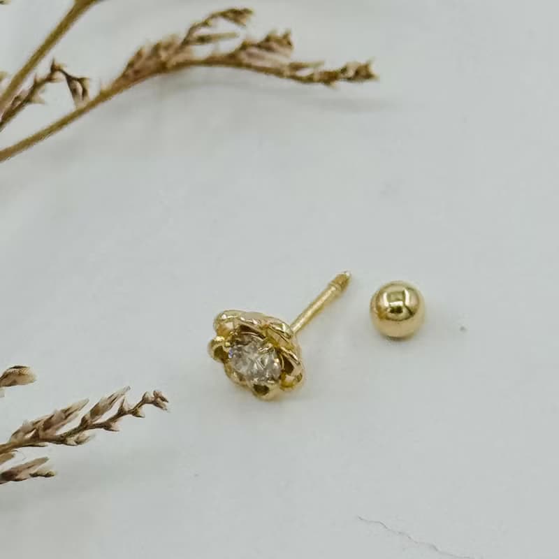 Piercing 鎖珠鑽石耳環