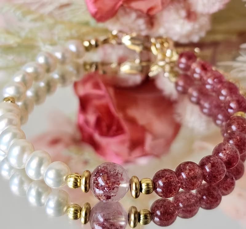 珍愛少女-超七毒液/草莓晶/天然淡水珍珠/愛情/人緣/水晶手鍊