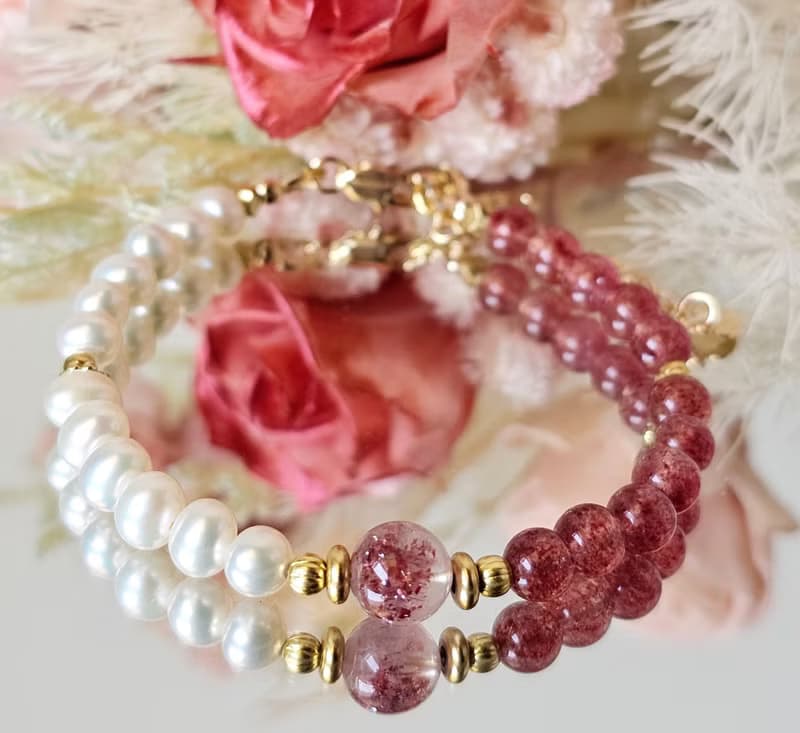 珍愛少女-超七毒液/草莓晶/天然淡水珍珠/愛情/人緣/水晶手鍊