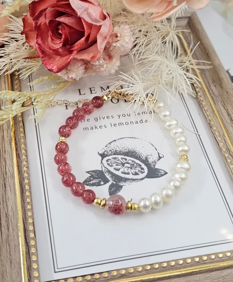 珍愛少女-超七毒液/草莓晶/天然淡水珍珠/愛情/人緣/水晶手鍊