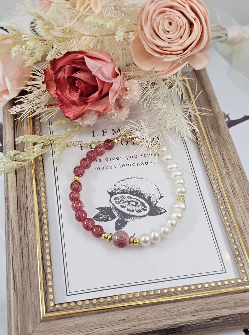 珍愛少女-超七毒液/草莓晶/天然淡水珍珠/愛情/人緣/水晶手鍊