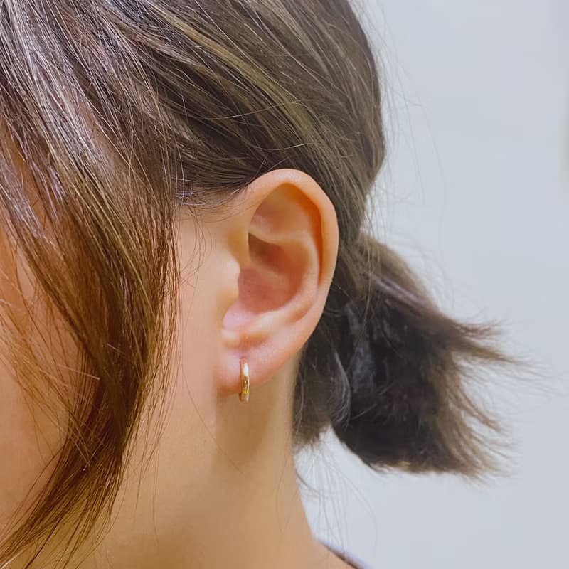 14K | 微光素圈_耳環