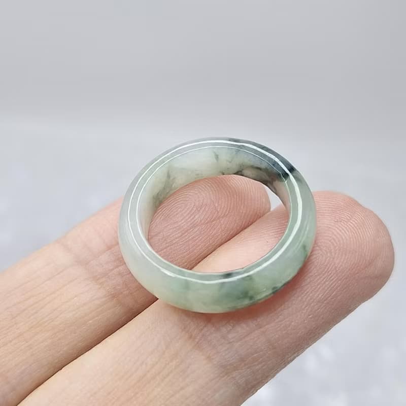 冰潤綠飄花戒指 玉戒 國際圍12 內徑17.1 | 天然緬甸玉A貨翡翠