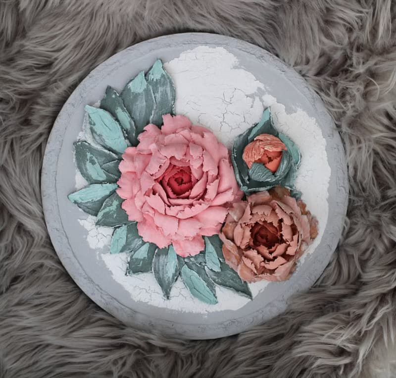 3d peonies, original floral painting, textured wall decor