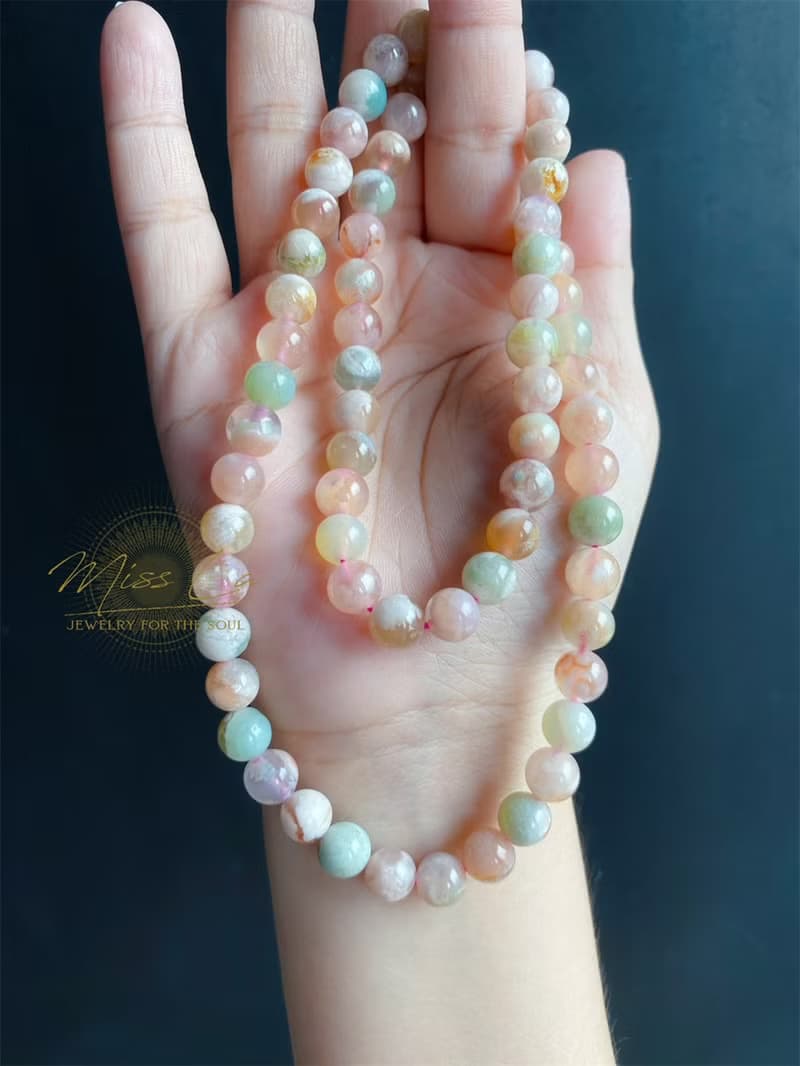 孤品 永恒的花 櫻花瑪瑙 小高貨 多彩 多圈 手鍊 天然石 禮物