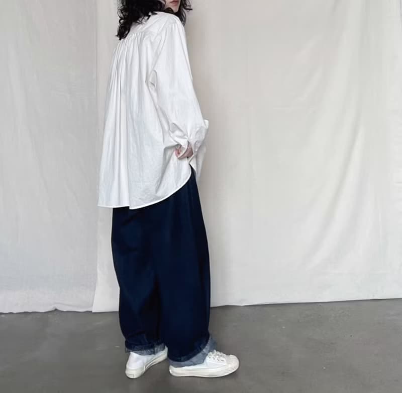 法式復古 古典風琴褶水洗長袖襯衫