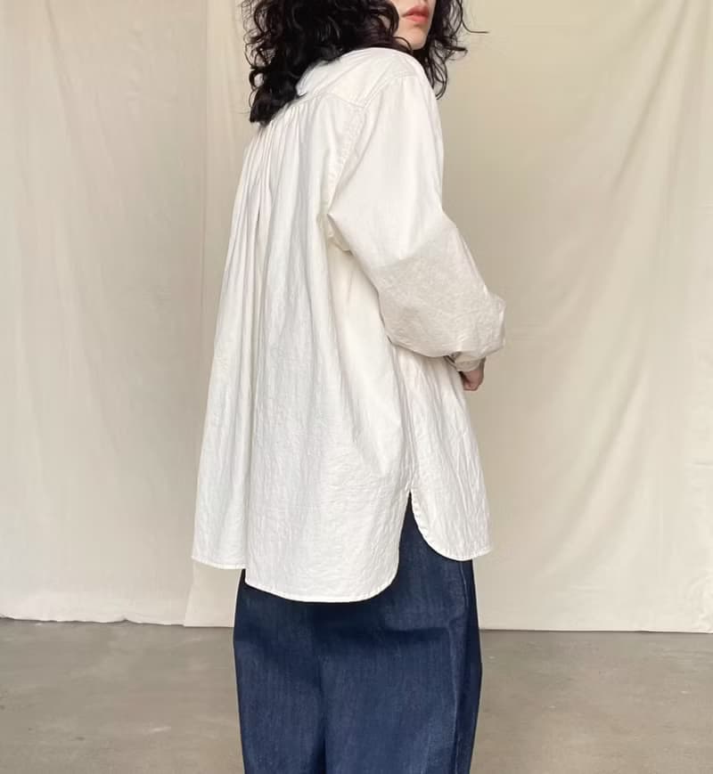 法式復古 古典風琴褶水洗長袖襯衫