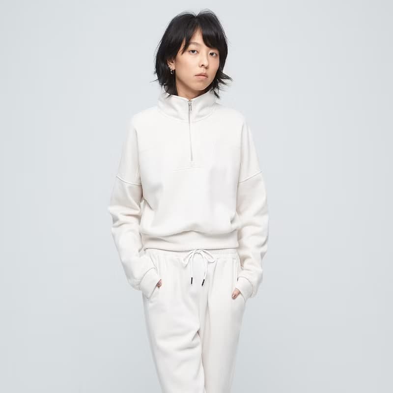 立領短版拉鍊衛衣(女)-白樺木