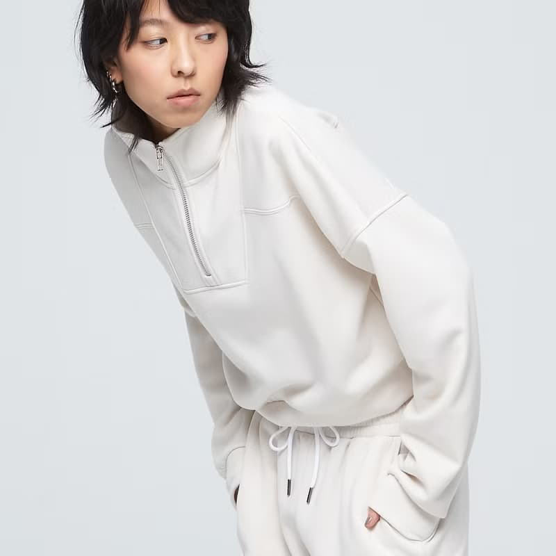 立領短版拉鍊衛衣(女)-白樺木