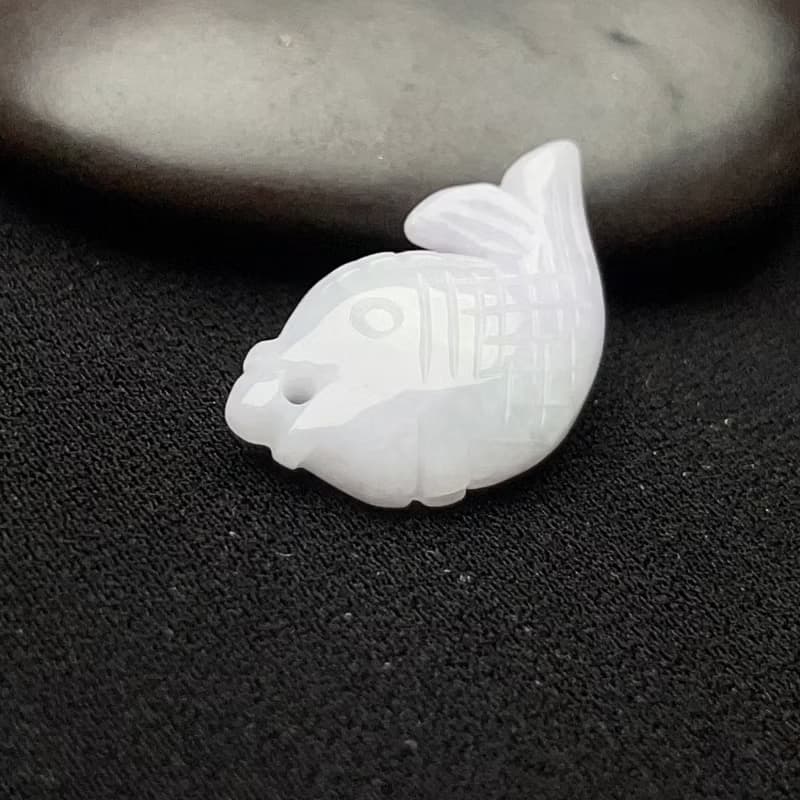 冰糯翡翠魚吊飾 | 天然緬甸玉翡翠A貨