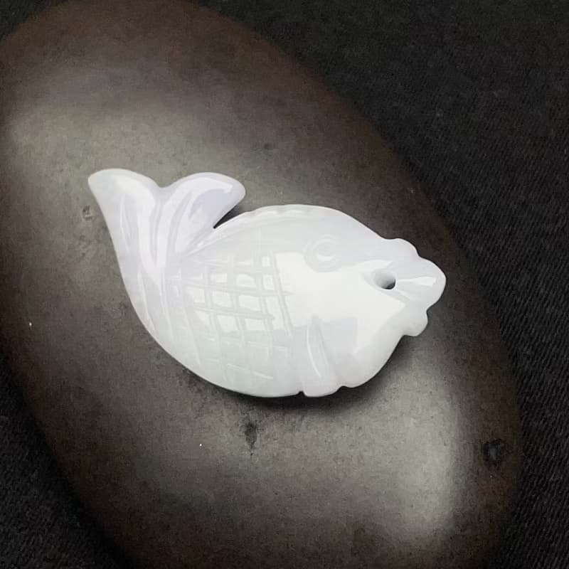 冰糯翡翠魚吊飾 | 天然緬甸玉翡翠A貨