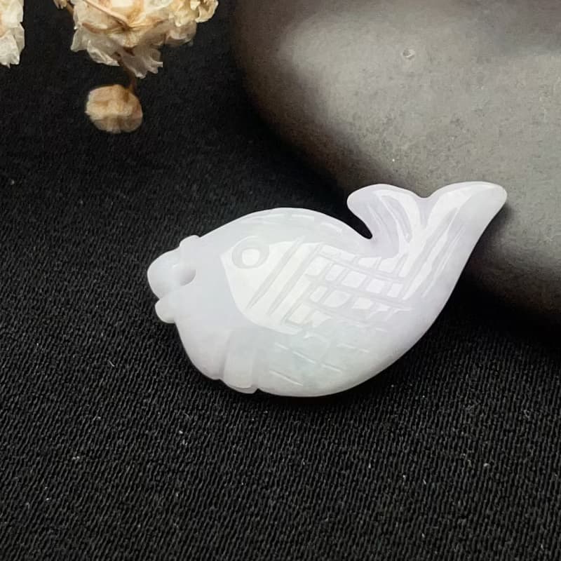 冰糯翡翠魚吊飾 | 天然緬甸玉翡翠A貨
