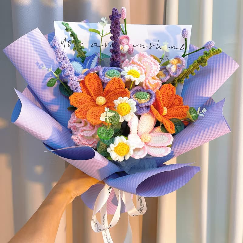 手作鉤織康乃馨蘭花永恆花束