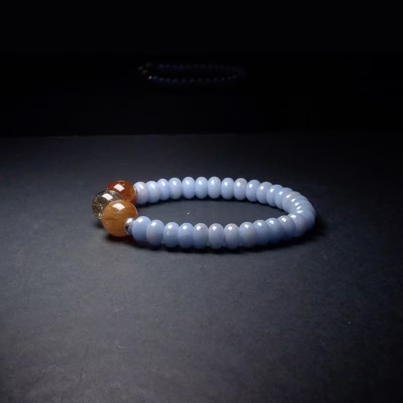 黑超七水晶搭配天使石 男手環 男手鍊 手鏈 QBR-00043