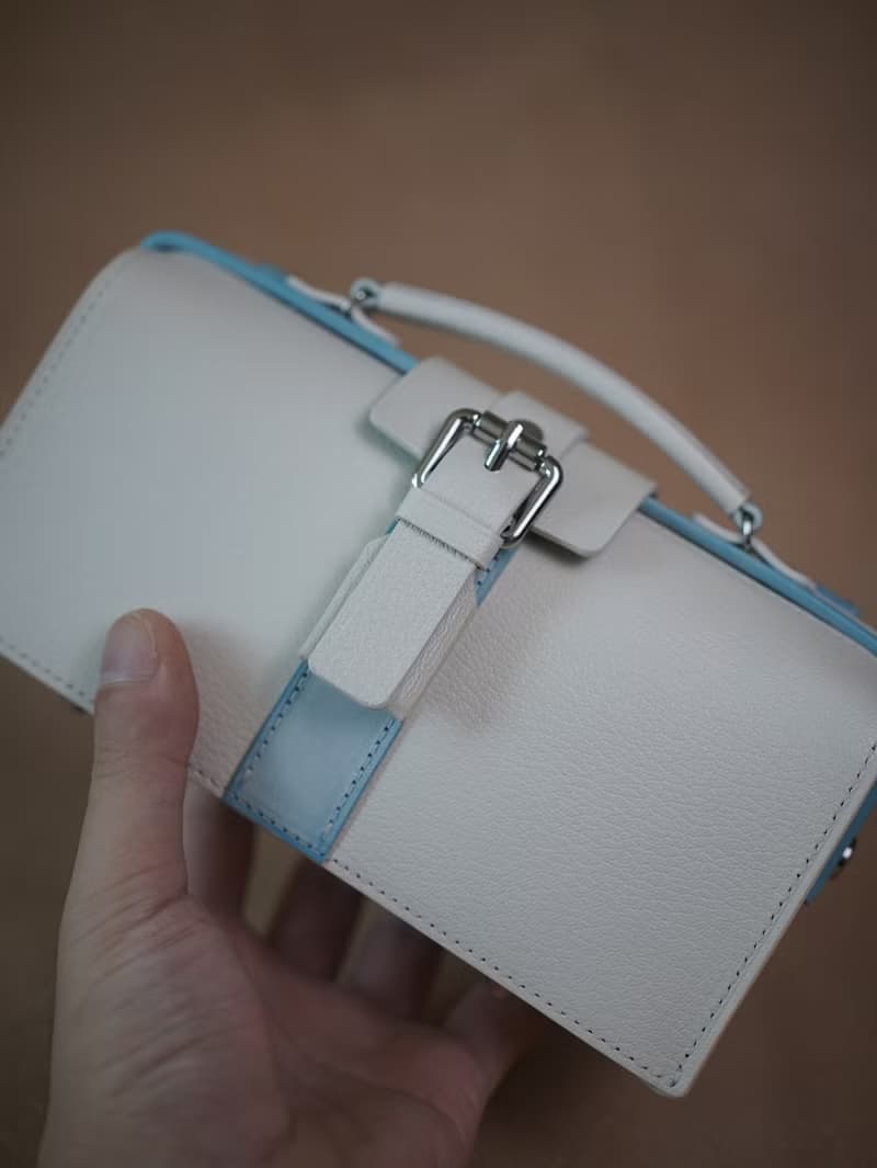 MOOS 單肩 小型 醫生包箱  16:9 fat 20 x11 x7.5  奶油X粉藍
