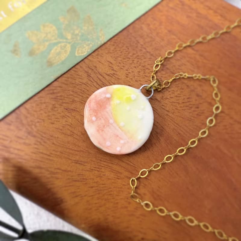 台灣陶藝家手作項鍊-牽牛花沐浴晨光 禮盒包裝 獨一無二