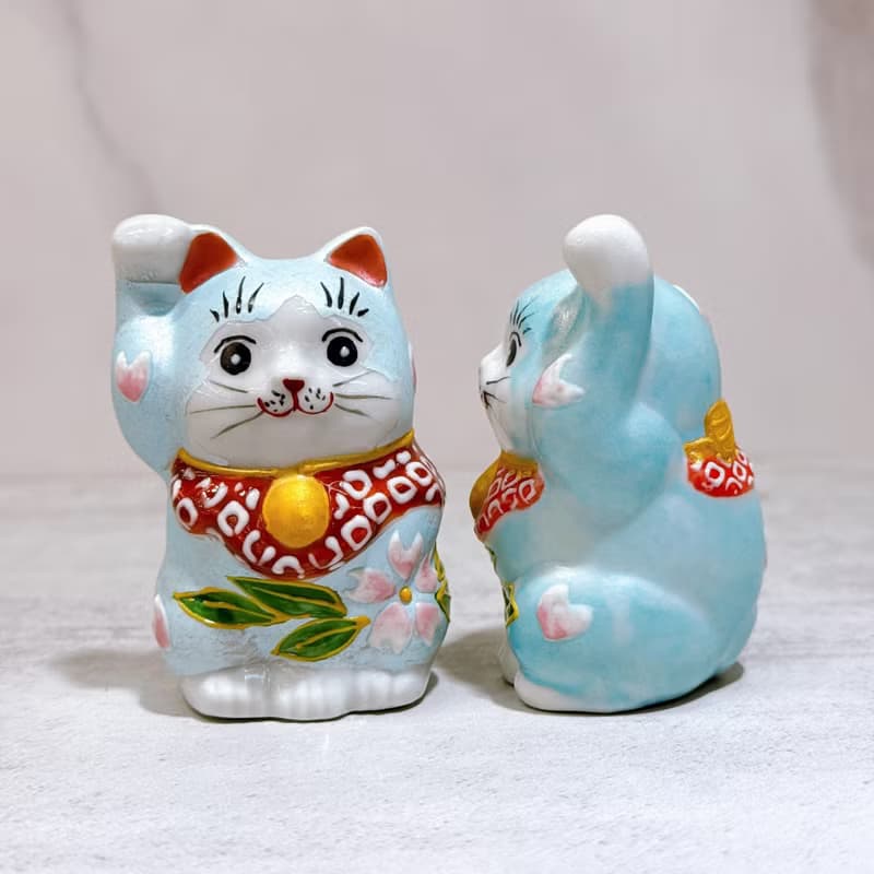 【富貓一對】日本九谷燒招財貓 | 青華盛 2號 一對