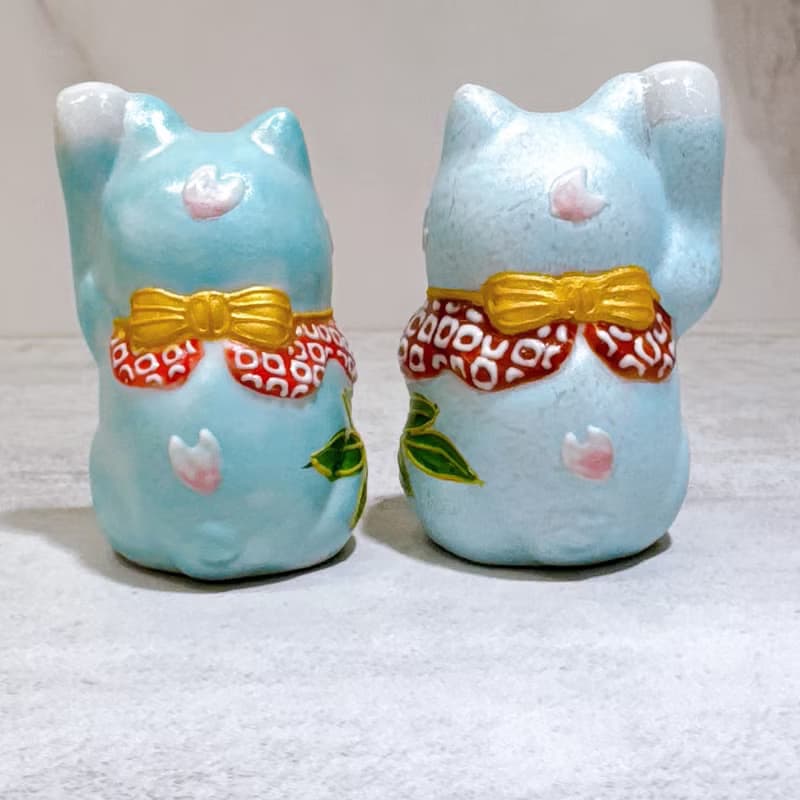 【富貓一對】日本九谷燒招財貓 | 青華盛 2號 一對