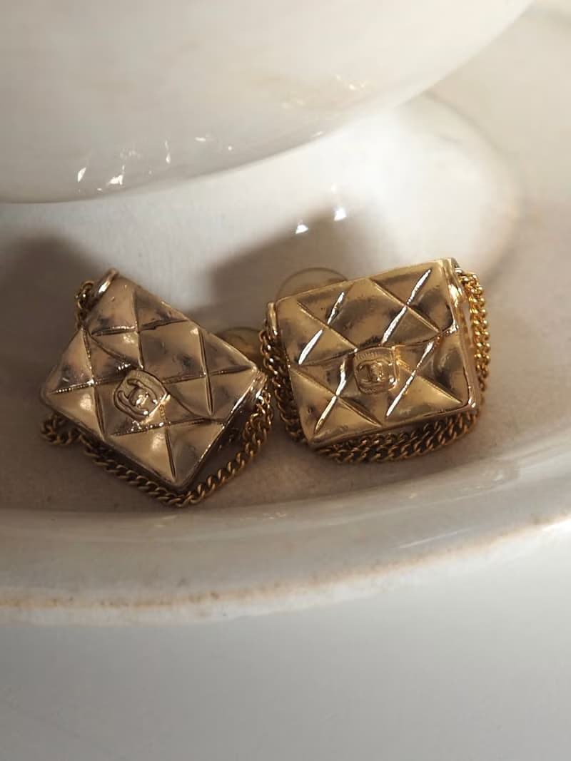 CHANEL シャネル マトラッセ バッグ イヤリング ゴールド ヴィンテージ
