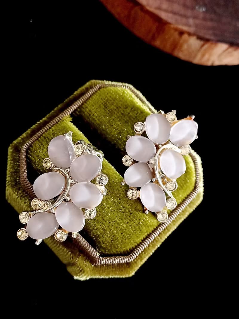 vintage jewelry  典雅葡萄色通透塑料枝葉造型 夾式耳環